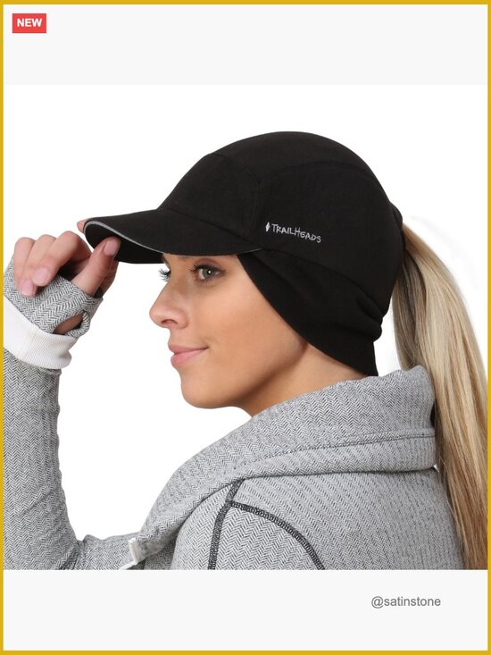 Fleece Ponytail Hat with Ear Warmer Reflective Winter Hat for Workouts main image 7